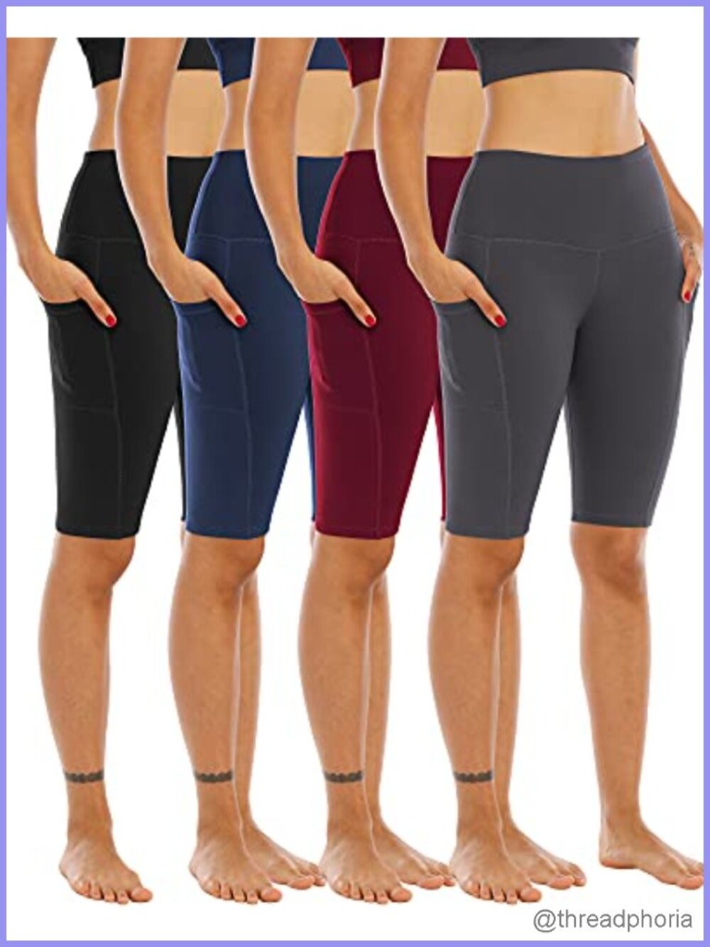 4 Pack Biker Yoga Shorts with Pockets for Women High Waisted Athletic Running